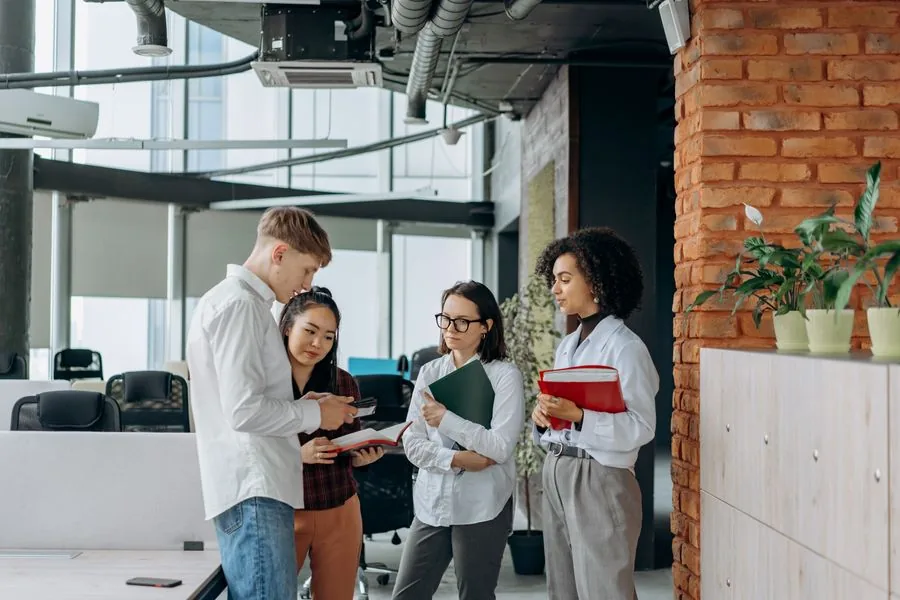 A professional services team reviewing search rankings and content strategy together